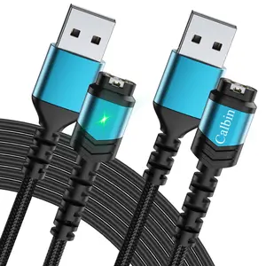 Garmin Metal Braided Charging Cable for Garmin Watches — Original Smart Charger Replacement Cable Compatible with Fenix 6/5X, 935, S60 Plus; Fast-Charging Data Cable