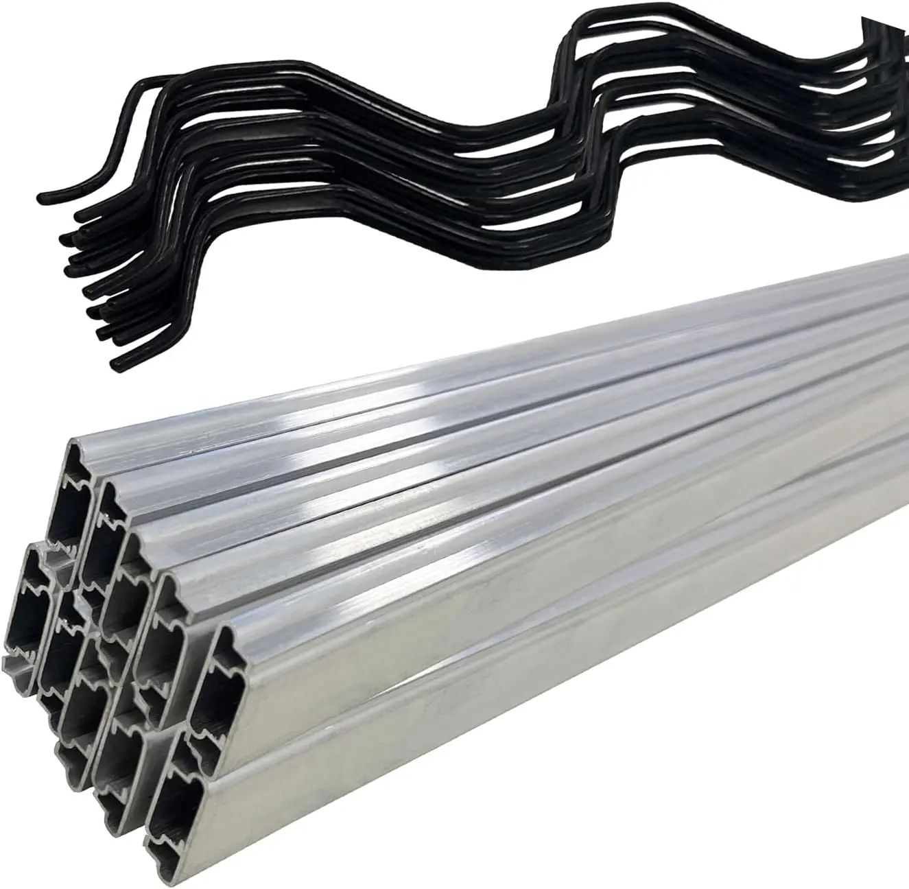6.6ft Greenhouse Lock Channel and Spring Wire, PVC Coated Wiggle Wire & Aluminum Alloy u-Channel, Greenhouse Frame Kit for Greenhouse Plastic Cover or Sunshade Fabric Accessories Installation