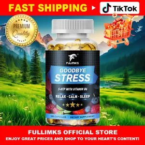 FULIMIKS Goodbye Stress Relief Capsules with 5-HTP, Zinc & Vitamin B6 for Improved Sleep Quality, Relaxation & Serotonin Boost - 120 Capsules, Enjoy Every Day & Night Support