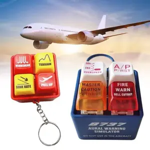 2PCS Aviation Collectible Keychain | Boeing 737 Airbus EGPWS Sound Toy, LED Light Pilot Gift