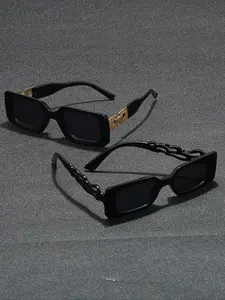 Unisex Simple Style Retro Glasses, 2 Pairs Trendy Casual Square Frame Glasses for Everyday Use, Fashion Vintage Glasses for Outdoor Activities