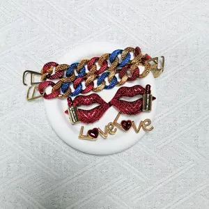 USOQ 6pcs Red Lips Shoe Charms for Women DIY Accessories Fashionable PVC Resin Buckle 12mm Halloween Christmas Party Daily Wear Creative Gift Idea