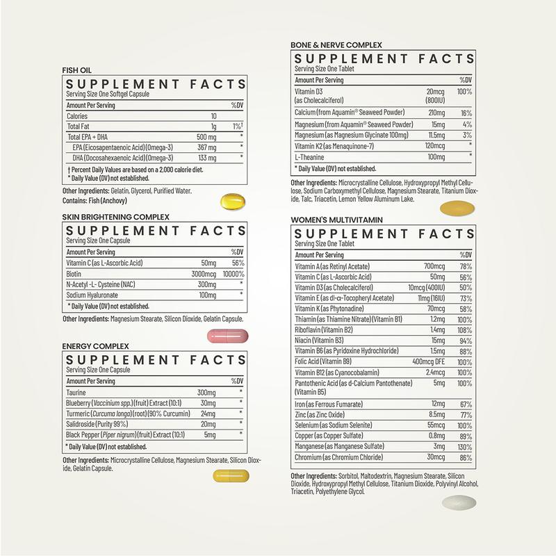 Neumina Women's Multivitamin All-in-One Vitamin Packs for Hair Skin Nails Energy Production Bone Health Stress Relief 30 Servings Made in USA Healthcare Fitness Supplement Edible