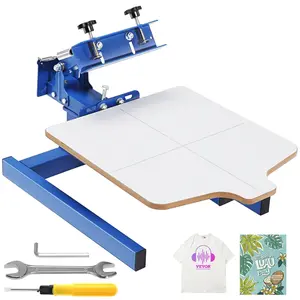 【DealsForYouDays】VEVOR Screen Printing Machine, 1 Color 1 Station Silk Screen Printing Press, 21.2x17.7in Screen Printing Press, Double-layer Positioning Pallet, Adjustable Tension for T-shirt DIY Printing