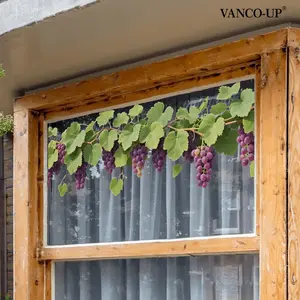 A new 2D flat electrostatic Decorative sticker with vine purple grapes design for spring and summer, sized 30*90cm, used for home decoration, background beautification, and as a glass sticker (E20983)