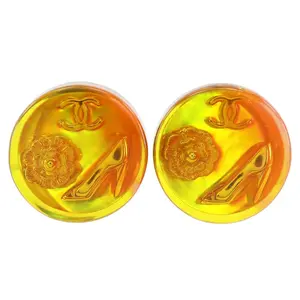 Pre-owned CHANEL Resin / Acrylic Small Leather Goods Coco Mark Camellia Clip Earrings