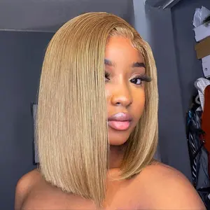 Neihky #27 color Glueless 13x4 Hd Lace Front Wigs For Black Women Bob Lace Front Wigs Human Hair Pre Plucked 180% Density Short Wigs 12 Inch