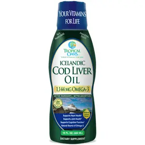 Icelandic Cod Liver Oil by Tropical Oasis 1144mg Omega-3 - Better Ingredients + Better Absorption - 480ml