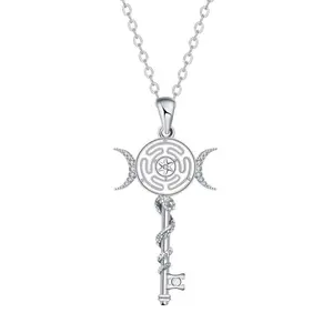 Triple Goddess Necklace Collection 925 Sterling Silver, Hecate's Key, Goddess of Witchcraft Witches Jewelry for Woman FemaleGift
