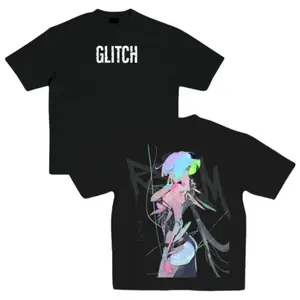 Glitch Cyber Anime Cyb3rpunk-Girl Graphic Shirt Neon RGB Streetwear Tee Techwear Aesthetic Japanese Style Fashion Statement Men's - Top - T-Shirts