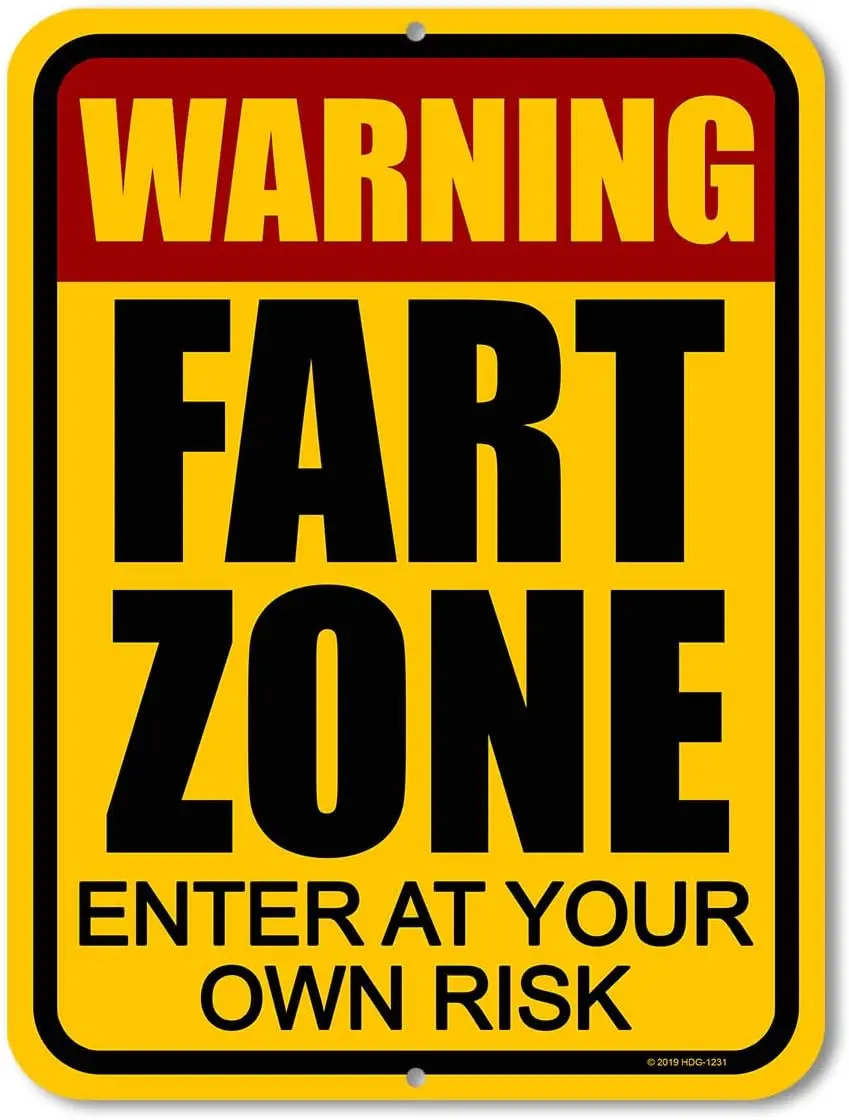 Funny Fart Zone Warning Metal Sign - 9x12 in Guy's Wall Decor, Gag Gift, Mountable Home Decor, Made in USA, HDG-1231, Humorous