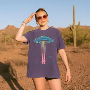 Comfort Colors UFO Shirt, Vintage Retro Graphic Alien Tshirt, Supernatural Shirt, Alien Lover Gift, Alien Abduction Tee, Oversized Tee, for men and women