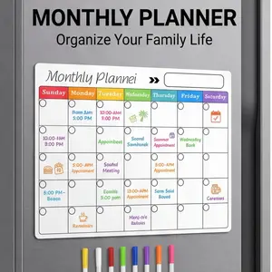 Magnetic Dry Erase Refrigerator Calendar with Dry Erase Pen, Monthly Planning Board, Home Kitchen Budget Planner, Monthly Calendar Board