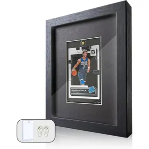 Sports Card Display Frame with Tempered Glass, Wall Mount or Tabletop Trading Card Display Case, Baseball Card Display Box, Frame for Basketball Football Hockey Cards (6''x 8'', Black, 1 Card)