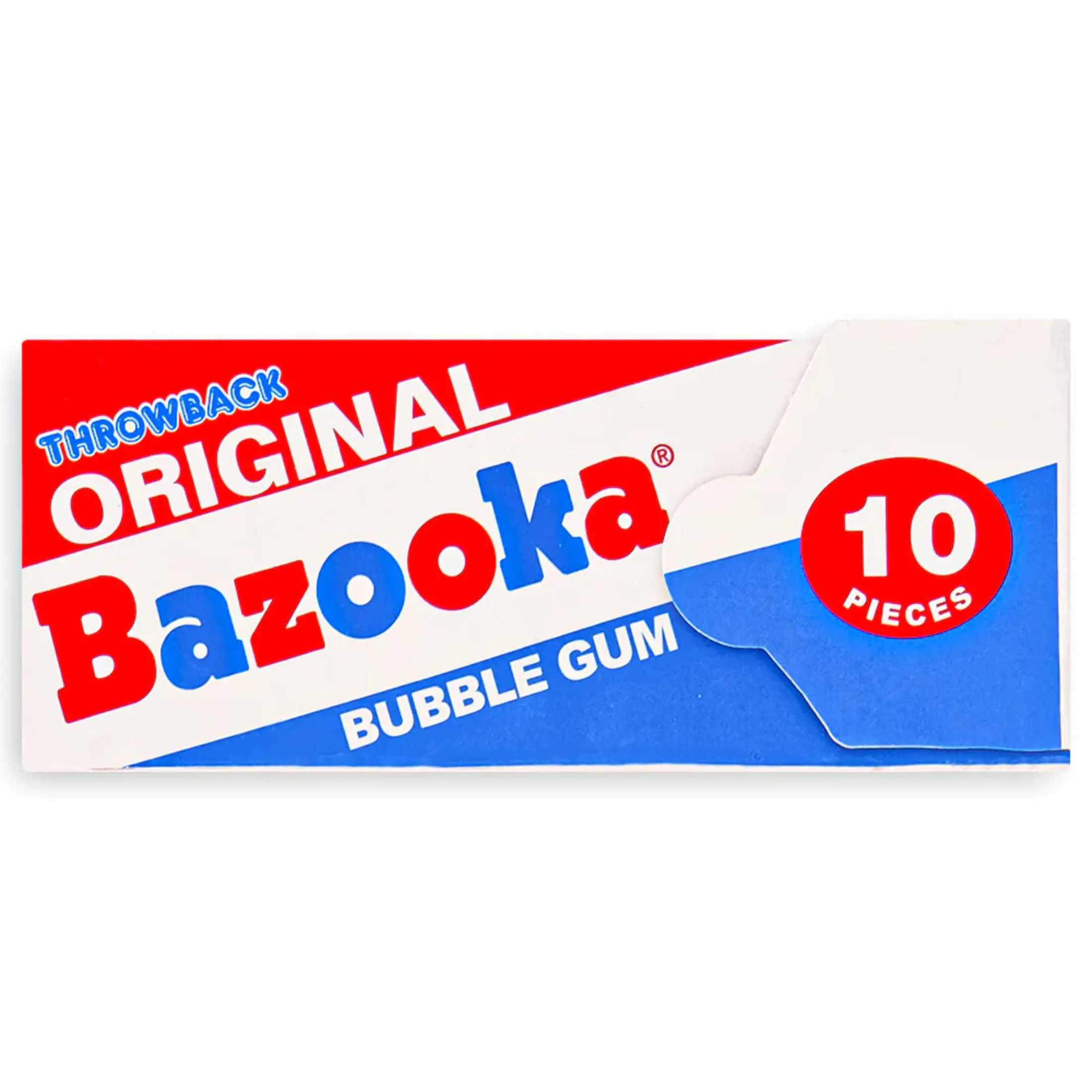 Bazooka Original Throwback Chewy Bubble Gum - 6 Packs of 10ct Classic Gum, Sodium-Free, Fat-Free Sweet Candy Snack for Friends, Children, All Ages, Parties