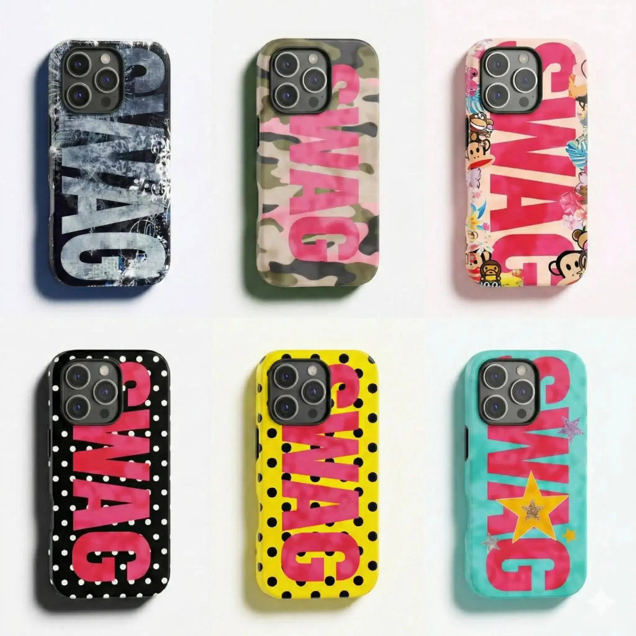 SWAG Series Vibes Colorful Hypebeast Urban Streetwear Modern Hip Hop Graphic Art Edgy Unisex Fan Gift Premium TPU Protective Case For iPhone 17 Pro Max 16 15 14 13 12 11.