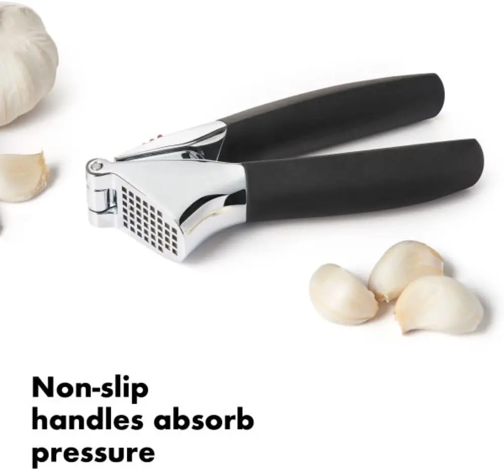 OXO Good Grips Heavy Duty Garlic Press, Die-Cast Zinc, Black