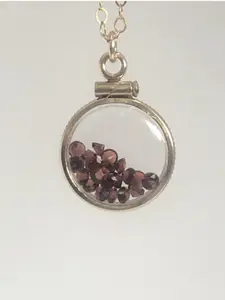 12.5 mm Handmade 14k gold filled shaker locket with 0.85 TCW of genuine garnets