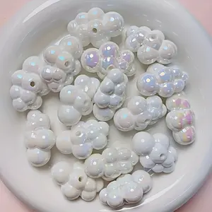 [Acrylic Cloud Beads] 30/50/70pcs White Acrylic Cloud Beads | 24mm X 16mm Space Beads for DIY Jewelry Making, Bracelets, Necklaces, Earrings, Keychains, Cell Phone Chains Craft And Accessory Design - Perfect for Craft Projects And Stylish Decor