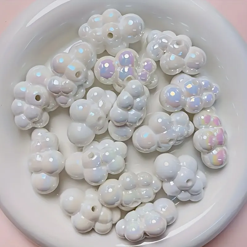 [Acrylic Cloud Beads] 30/50/70pcs White Acrylic Cloud Beads | 24mm X 16mm Space Beads for DIY Jewelry Making, Bracelets, Necklaces, Earrings, Keychains, Cell Phone Chains Craft And Accessory Design - Perfect for Craft Projects And Stylish Decor,summervibe