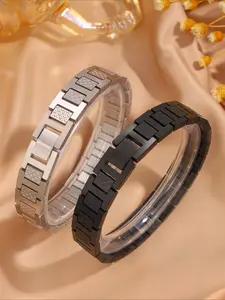 Business Style Fashion Stainless Steel Crocodile Pattern Watch Band, Unisex Fashion Accessory, Commute Work & Holiday Gift Option