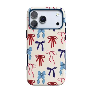 Casely iPhone 17 Pro Case | American Girlie | Red White & Blue Bows | Bold Protective Design | Compatible with MagSafe