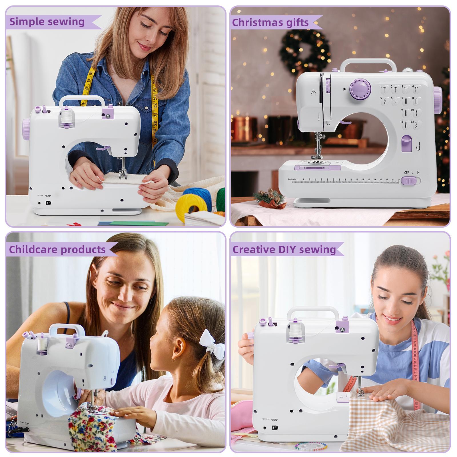 Portable Electric Sewing Machine，40 Piece Handheld Machines Kit，12 Stitch Patterns Mini Sewing Machine for Beginners Kids,Household Multifunctional Crafting Mending Machine