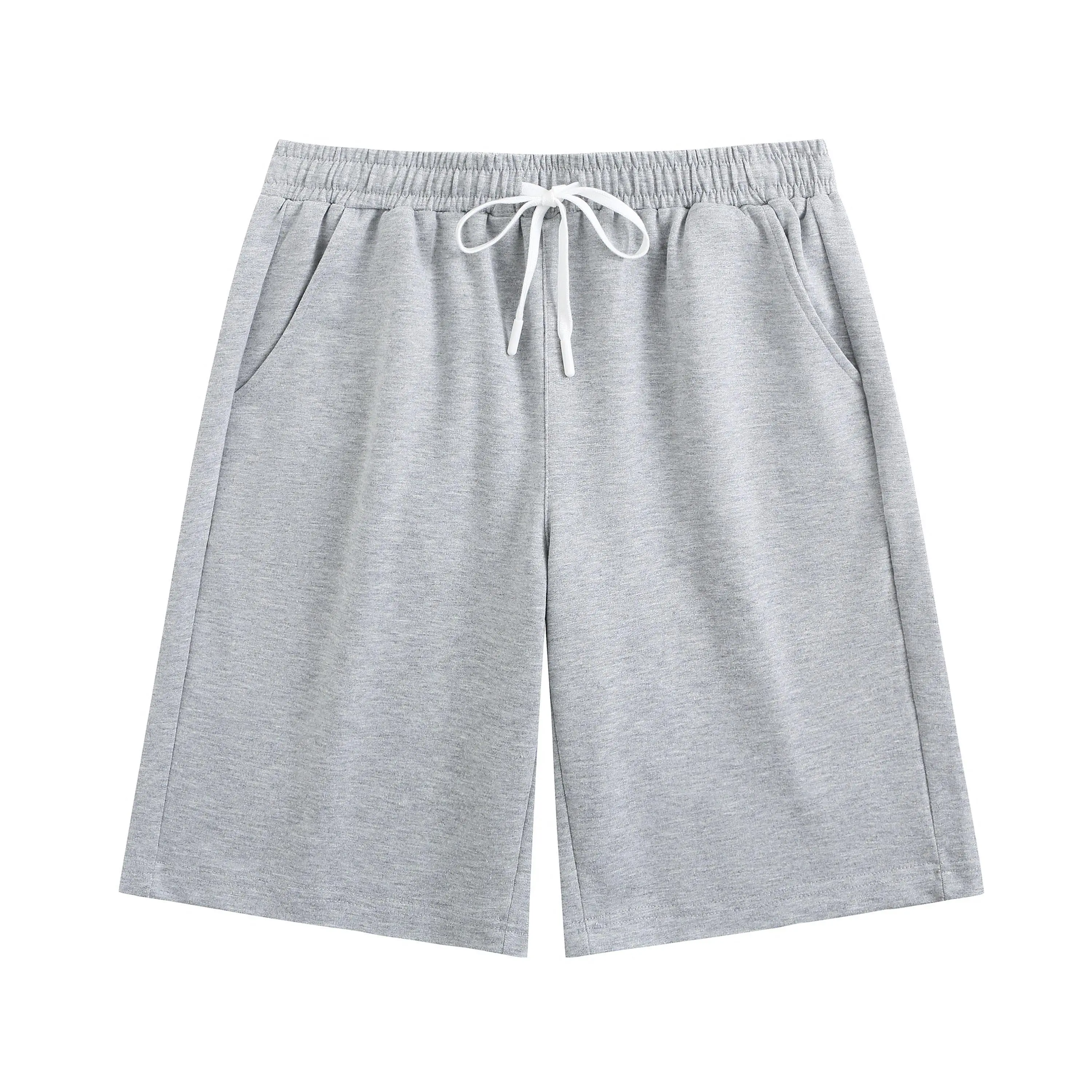 Men’s 100% Pure Cotton Knee-Length Casual Sweat Shorts, Elastic High Waist With Adjustable Drawstring & Side Hand Pockets, Multiple Neutral Solid Color Options, Loose Breathable Loungewear Bottoms For Gym Travel Daily Street Workout Outfits
