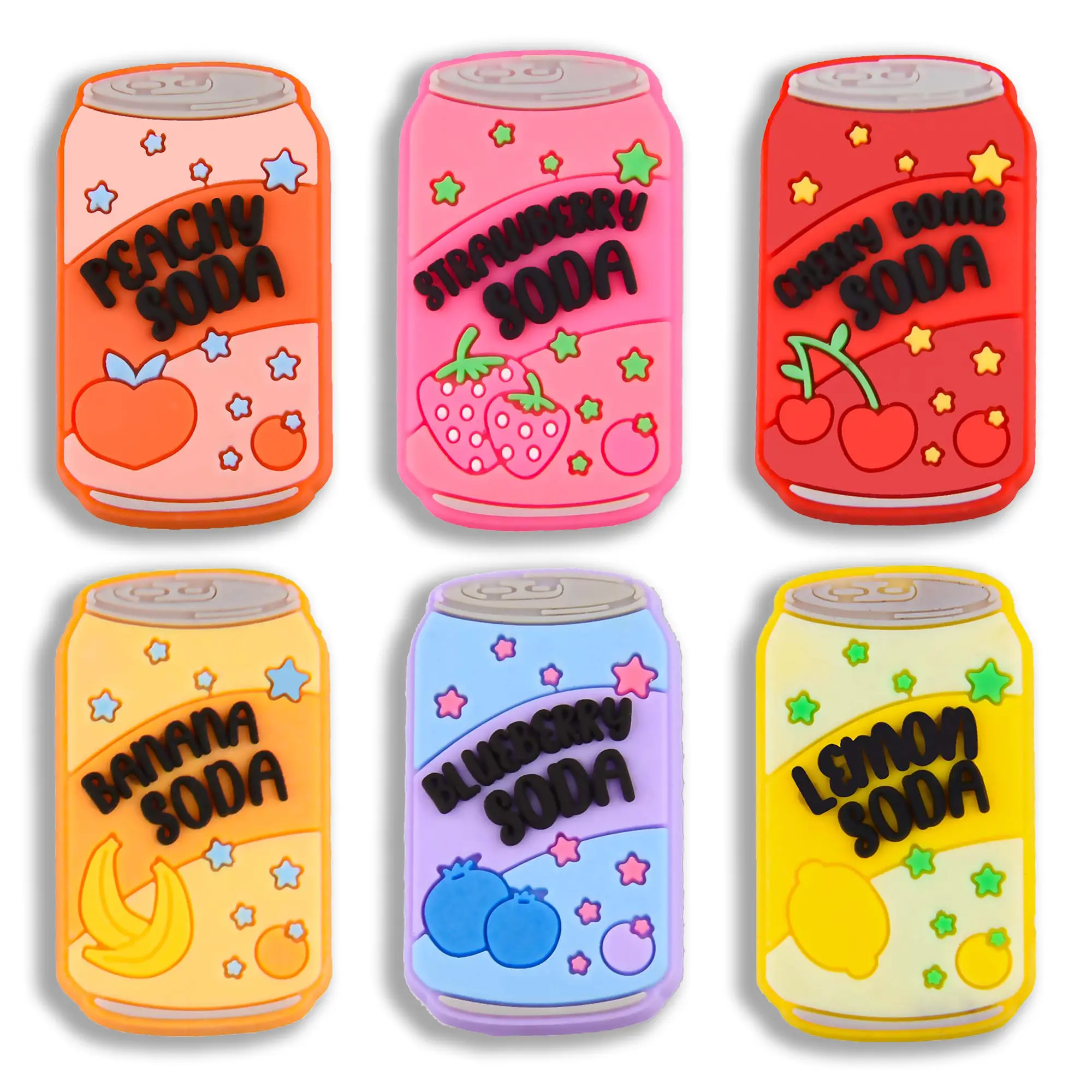 Soda Can Croc Charms 6PCS PVC Clog Pins Accessories Party Favors Birthday Gifts Holidays Decoration for Boys Women Girls.