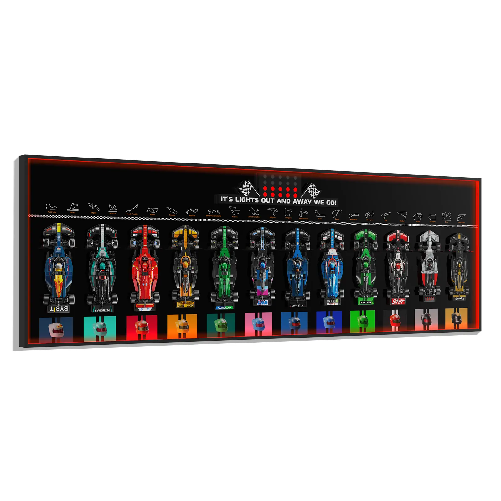 Sound & Glow Wall Display Board for 12 Racing Car Models – Compatible with  Speed Champions 66802 | Fits Sets 77242–77252 & 77259 | Interactive Showcase (Board Only, Black)