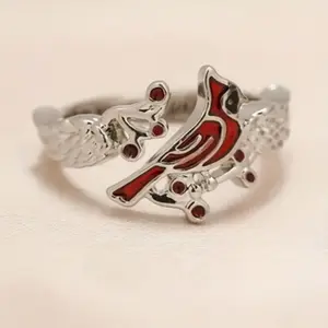 1 Ladies Commitment Ring Engraved Enamel Bird Wings Ring Ladies Open Adjustable Ring Jewelry