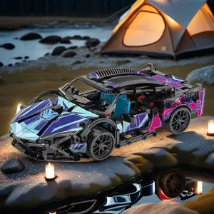 1690-Piece Cyberpunk Car Model Building Set, Model Car Kit, High-Quality ABS Blocks, Creative DIY Toy for Kids, Perfect Gift for Christmas Party Decorations