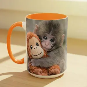 [SALE OFF] Punch The Monkey Ceramic Mug, Viral Panchi-kun Japanese Macaque Cup, Emotional Support Animal Lover Gift, Hang In There Encouragement Mug