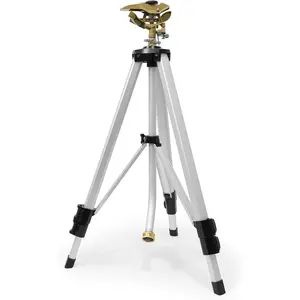 RESTMO Large Full Metal Impact Sprinkler Head on Tripod Base, 360° Rotating & Height Adjustable Tripod, Heavy Duty Zinc Alloy Sprinkler for Agriculture and Large Yard Irrigation