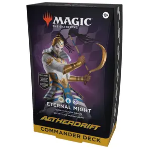 Magic: The Gathering Aetherdrift Commander Deck - Eternal Might (100-Card Deck, 2-Card Collector Booster Sample Pack + Accessories)