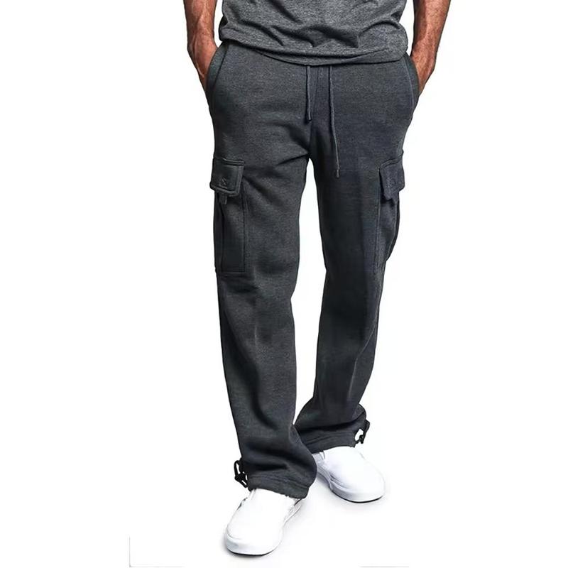 Men's Heavyweight Cargo Sweatpants Cargo Pants 6 Pockets Casual Fleece Pants Hip-Hop Harlan Style Loose Elastic Waistband Tall Comfortable Simple Style short Stretch Techwear plain button pocket cargo pant