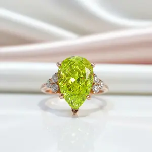 Peridot Pear Cut Simulated Diamond Option Engagement Ring