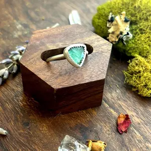 Handmade Sterling Silver Green Kyanite Ring | Unique Trillion Cut Gemstone Jewelry | Boho Artisan Ring