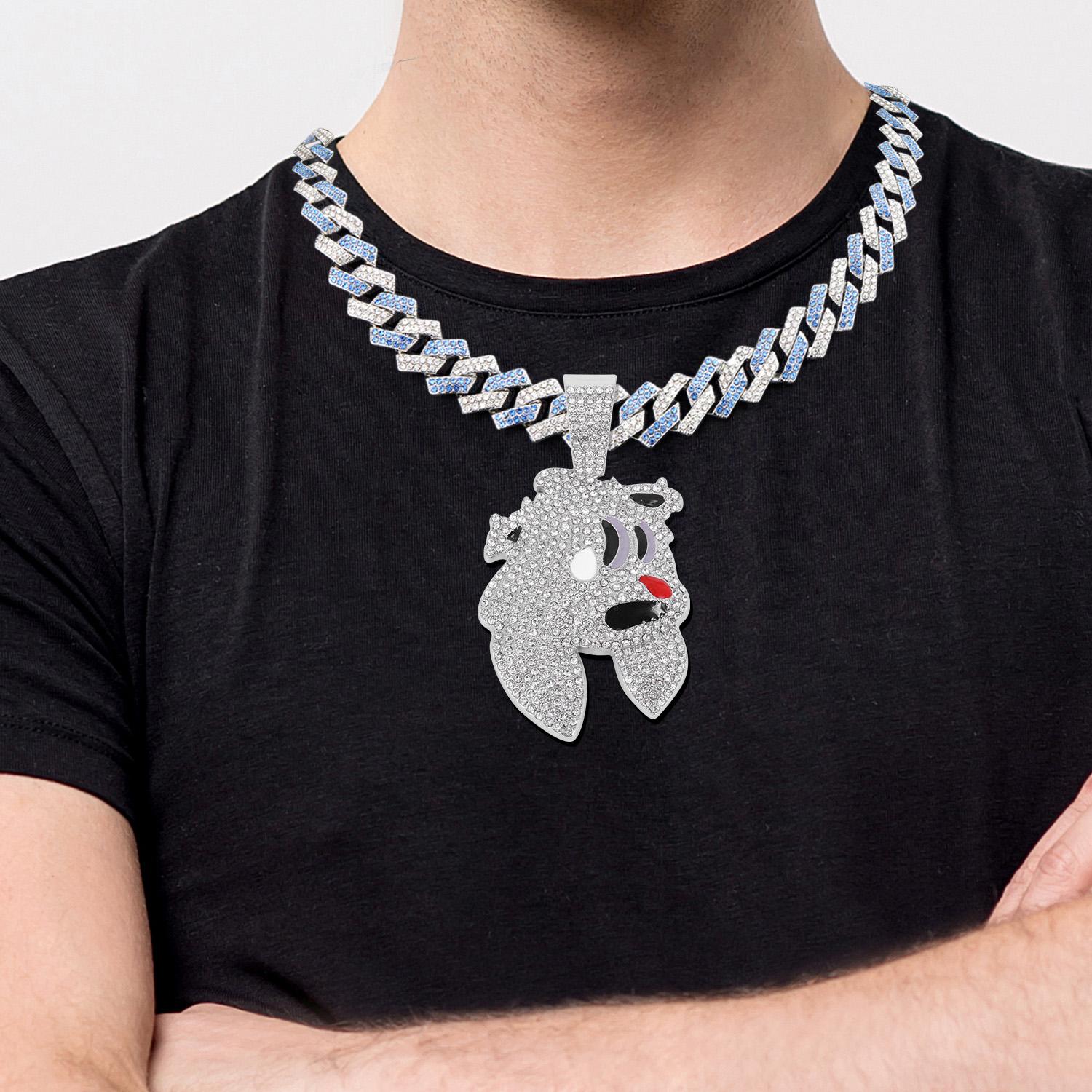 Rabbit Head Pendant with Flip-up Diamond-shaped Necklace Silver Gold Plated Bling Hip Hop Necklace Diamond Angel Wing Pendant Wide Necklace Jewelry Gift for Thanksgiving Party Rabbit Head Pendant with Flip-up Diamond-shaped Necklace Silver Gold Plated Bling Hip Hop Necklace Diamond Angel Wing Pendant Wide Necklace Jewelry Gift for Thanksgiving Party