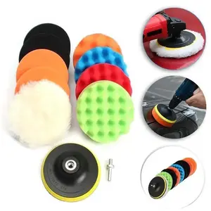 Random Color Round Car Polishing Pad Set, Self Adhesive Polishing Pad Set, Sponge Wheel & Woolen Waxing Wheel, Car Polishing Tool, Car Wash Accessories, Cleaning, Car Polisher Tool