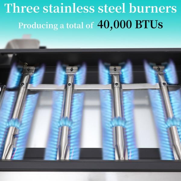 Propane Gas Griddle 4-Burner, Flat Top Grill Griddle, Outdoor Gas Stove with Foldable Side Tables, Wheels - 40,000 BTUs Output, 291 sq.in Cooking Area, for Patio Barbecue, Backyard, BBQ