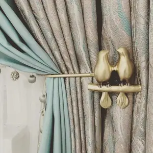 2pcs New Creative Nordic Bird Curtain Hooks, Living Room Villa Curtains Wall Hook, No Tie Vintage Decoration, Retro Style