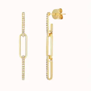 Golden Chain Glow Earrings with Sparkling CZ Accents and Elegant Gold Finish for Stylish Accessories