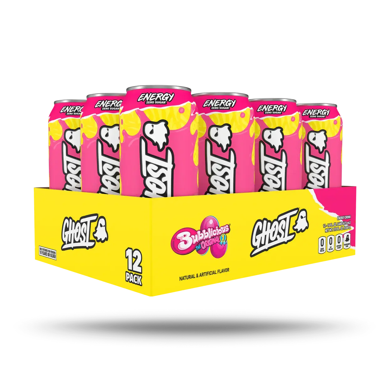 Ghost Energy Drinks 12-Pack 16oz Cans, 200mg Natural Caffeine, B-Vitamins