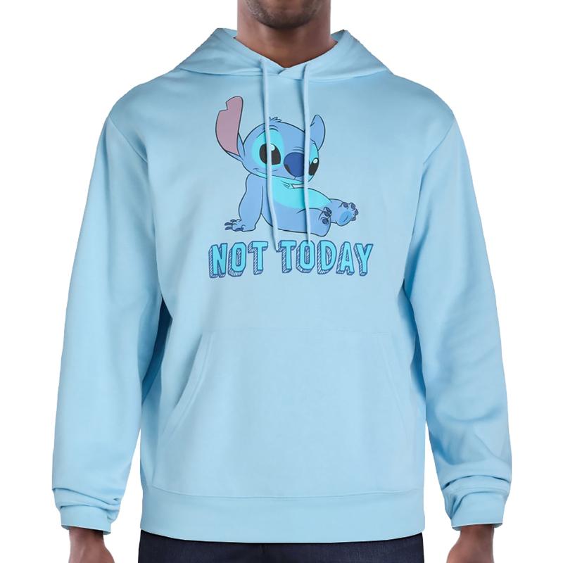 Disney Lilo & Stitch Hoodie Men's Not Today Lazy Pose Adult Pullover Sweatshirt