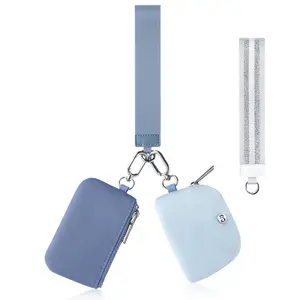 Babysun Zip Around Keychain Wristlet Wallets for Women Dual Pouch Coin Purse With 2 Detachable Keychains Portable purse