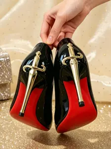 Women's 2026 New Leather Pointed Toe High Heels, Sole Metal Heel Design, Sexy Office Shoes, Versatile Commuter Work Boots