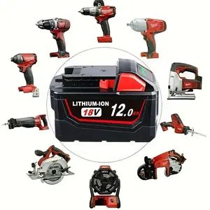 2PACK 18V 12Ah High-Capacity Lithium-Ion Battery - Compatible Replacement for Cordless Power Tools, Works with Models 48-11-1850, 1840, 1815, 1820, 1852, 1828, 1822 - Sturdy Plastic/Metal Build, Extended Runtime, Tool Battery Pack