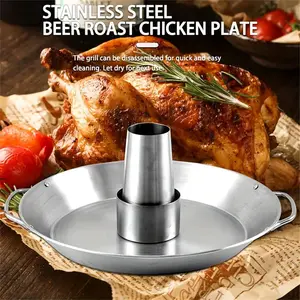 1pc Stainless Steel Roasting Pan with Vertical Chicken Rack, Perfect for Dishwasher and Oven, Ideal for Thanksgiving and Holiday Feasts