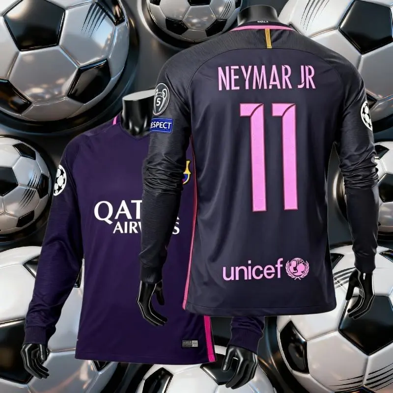 1617 Away Neymar #11 Soccer LONG Sleeve Jerseys